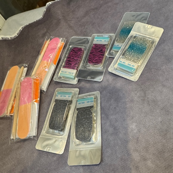 Other - Sally Hansen nail polish strip lot Black,‎ Silver, Blue animal print